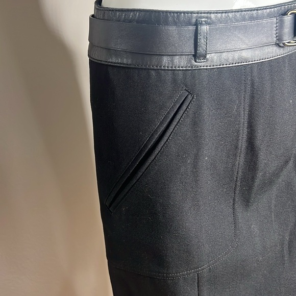Prada Sz 38 Wool and Leather Waist & Belt Front Pocket Pencil Skirt - Picture 8 of 9